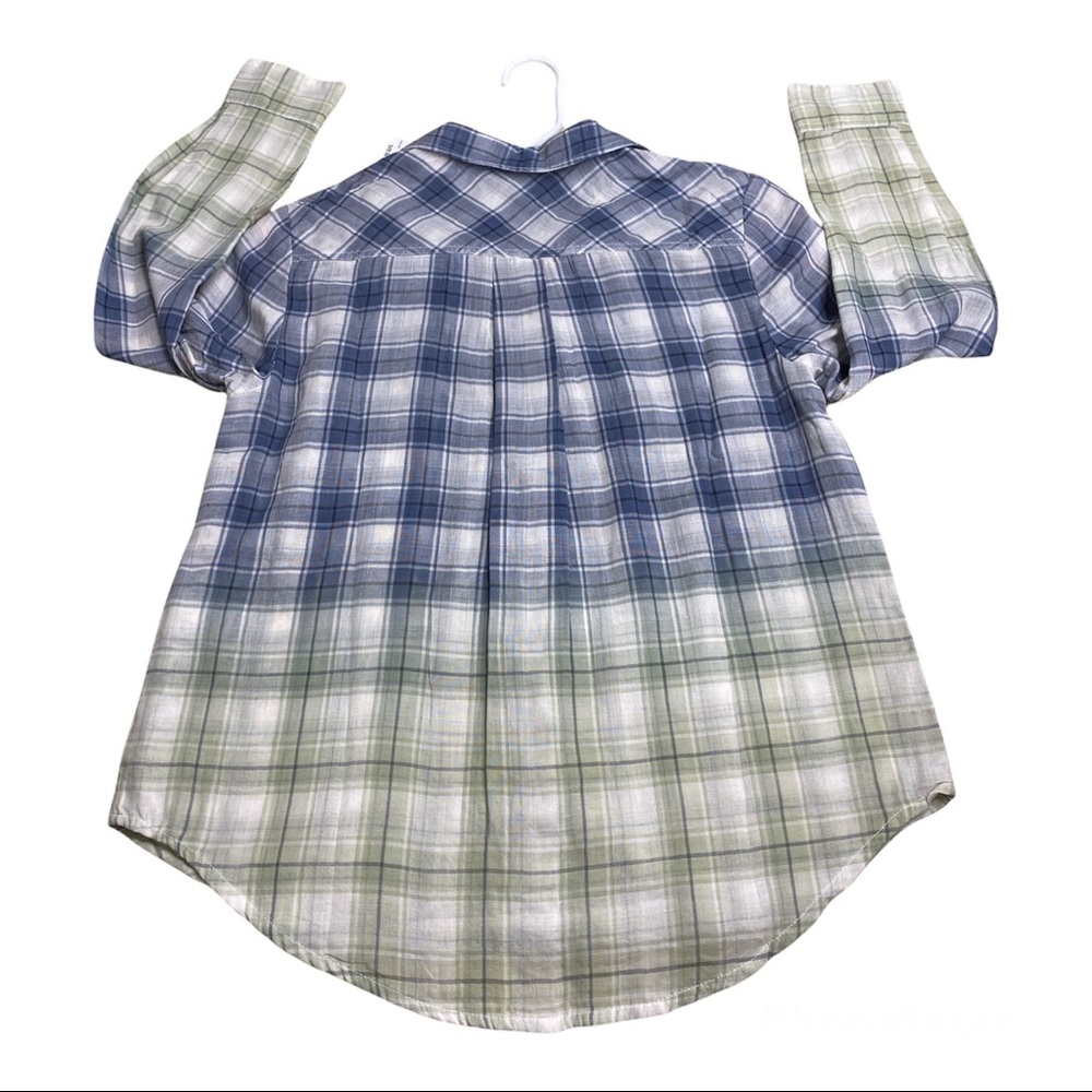 Style & Co Petite Ombre Plaid Button Front Shirt. 100115399PT Size PL New